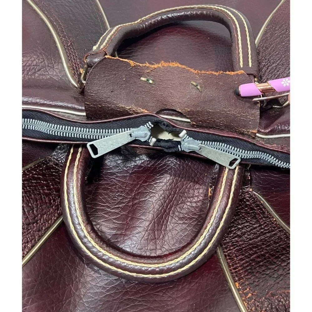 Vintage 1960s PGA Pro Golf Duffel Weekend Bag Burgundy Leather PRO ONLY USA